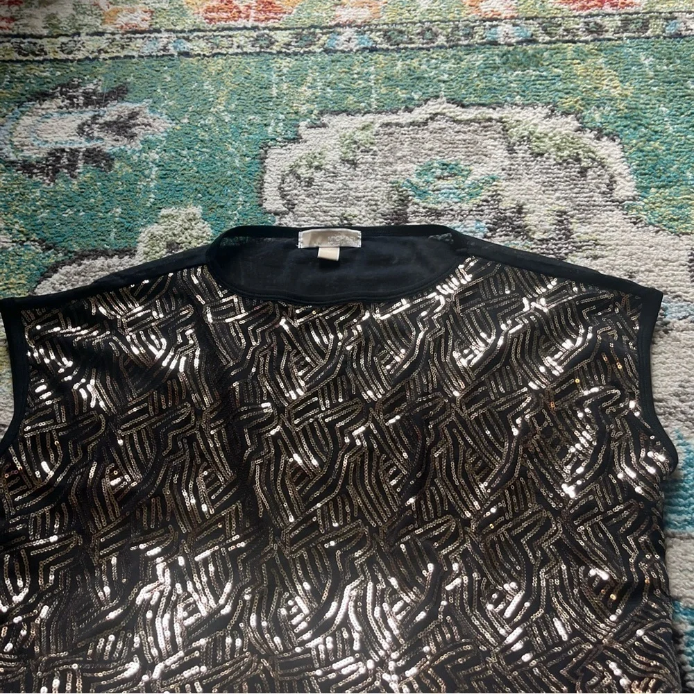 Michael Kors black and gold sequins blouse